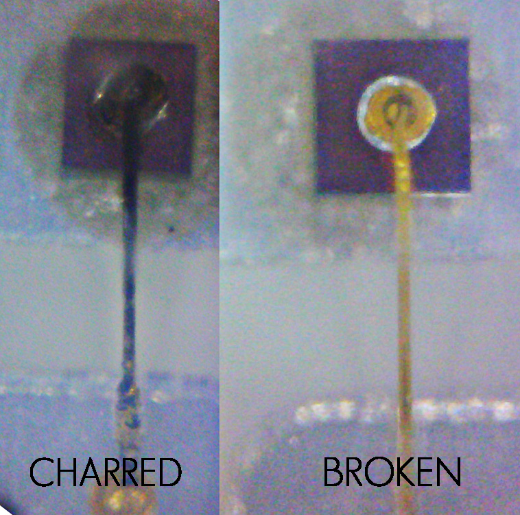 Burned vs Broken Wire Bonds